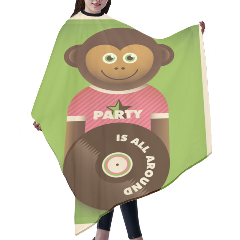 Personality  Party Poster With Comic Monkey.  Hair Cutting Cape