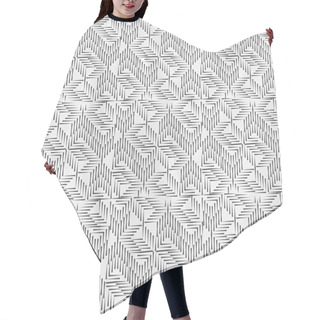 Personality  Monochrome Seamless Geometrical Model. Dashed Line. An Abstract Prerequisite Of The Grayscale Image With Thin Diamond-shaped Lines. Vector Element Of Graphic Design. Hair Cutting Cape