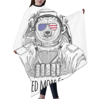 Personality  Usa Flag Glasses American Flag United States Flag Polar Bear Wearing Space Suit Wild Animal Astronaut Spaceman Galaxy Exploration Hand Drawn Illustration For T-shirt Hair Cutting Cape
