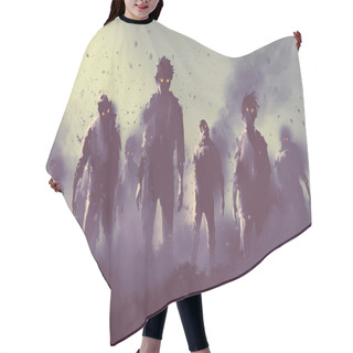 Personality  Zombie Crowd Walking At Night,halloween Concept Hair Cutting Cape