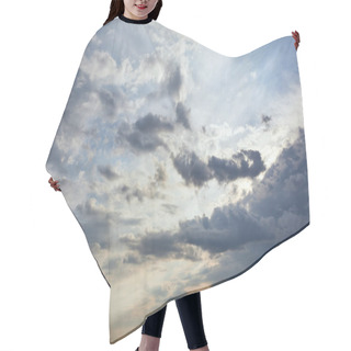 Personality  Dark Clouds And Sun Rays On Blue Sky Background Hair Cutting Cape