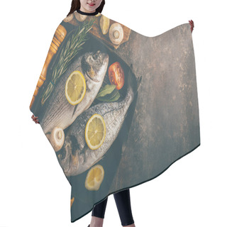 Personality  Dorado With Vegetables In Baking Pan  Hair Cutting Cape