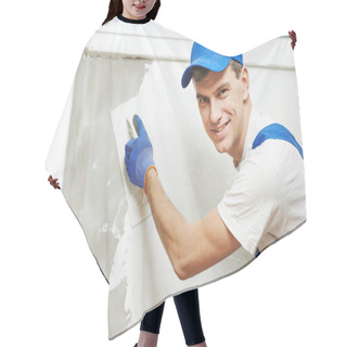 Personality  Plasterer At Indoor Wall Work Hair Cutting Cape