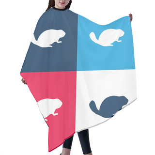 Personality  Beaver Mammal Animal Shape Blue And Red Four Color Minimal Icon Set Hair Cutting Cape