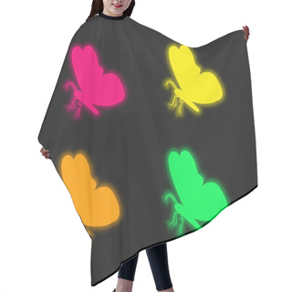 Personality  Black Butterfly Shape From Side View Four Color Glowing Neon Vector Icon Hair Cutting Cape