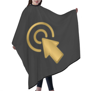 Personality  Arrow Pointing The Center Of A Circular Button Of Two Concentric Circles Gold Plated Metalic Icon Or Logo Vector Hair Cutting Cape