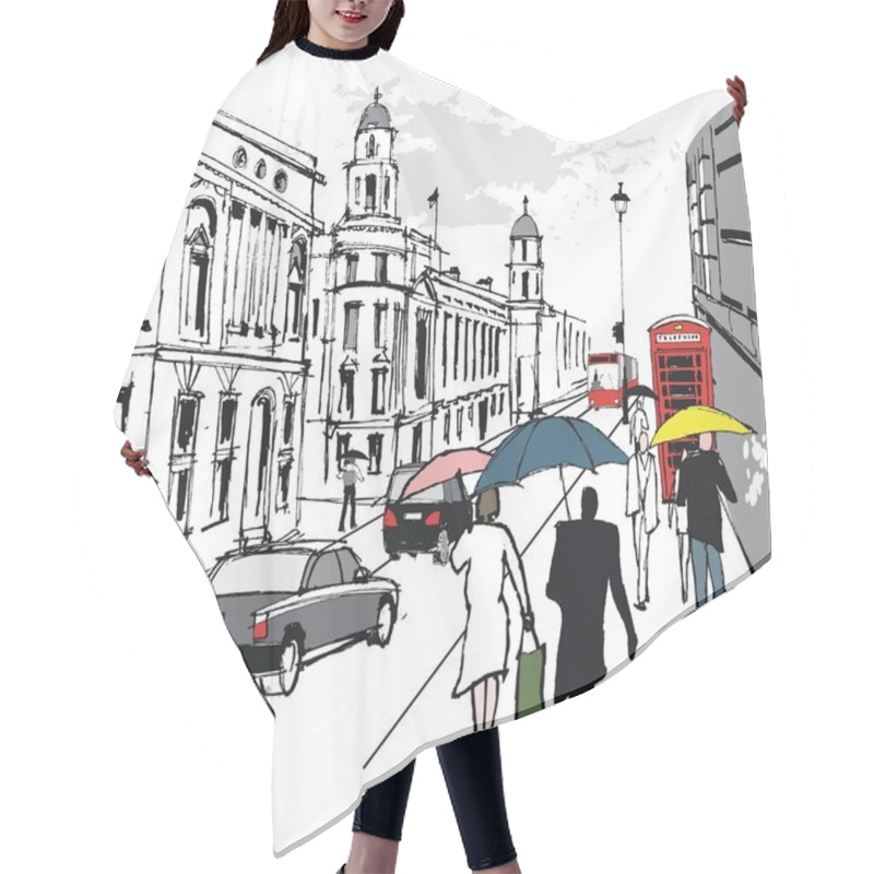 Personality  Vector Illustration Of Pedestrians In Whitehall, London England Hair Cutting Cape