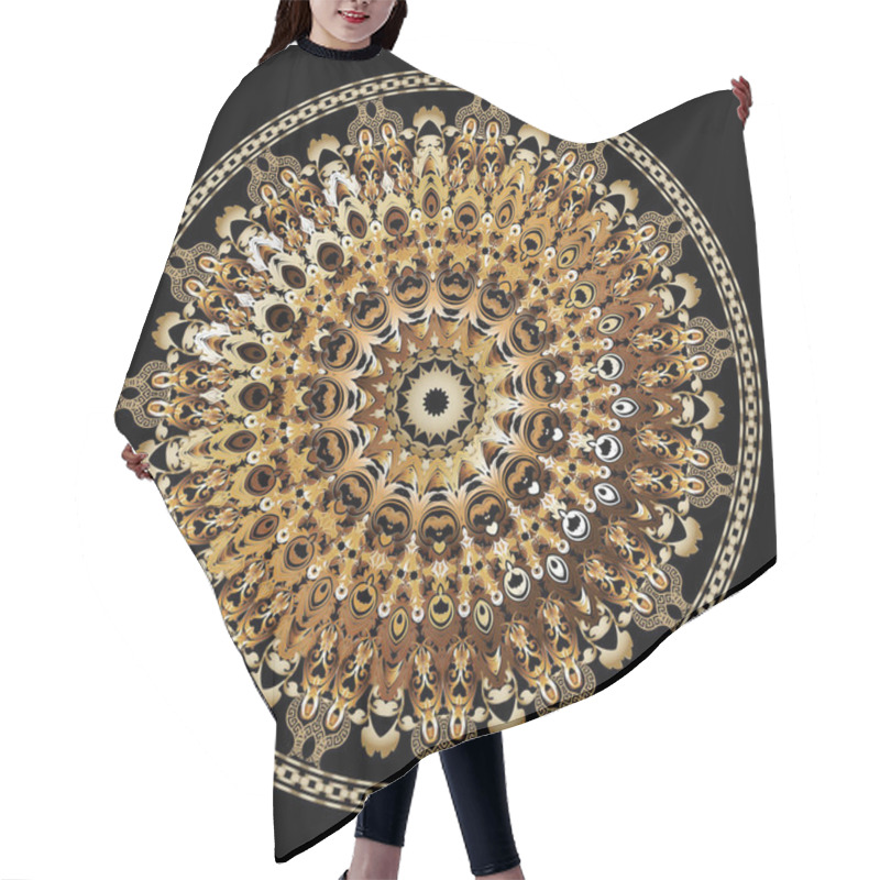 Personality  3d Baroque Vector Round Mandala Pattern. Ornamental Floral Backg Hair Cutting Cape