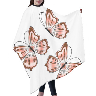 Personality  Bright Pink Butterflies On A White Background Illustration Hair Cutting Cape