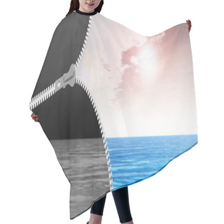 Personality  Zipper And Blue Sky With Clouds Hair Cutting Cape