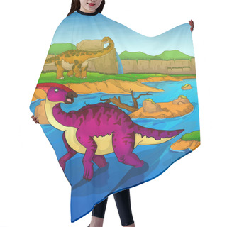 Personality  Parasaurolophus On The River Background  Hair Cutting Cape