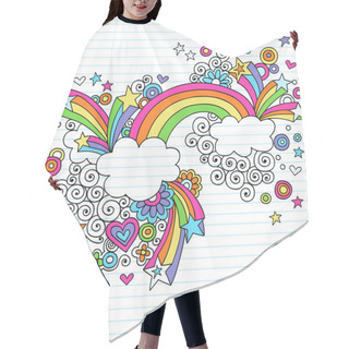 Personality  Hand-Drawn Psychedelic Rainbow, Clouds, And Stars Notebook Doodle Hair Cutting Cape