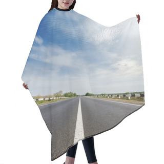 Personality  Road Closeup Under Cloudy Blue Sky Hair Cutting Cape