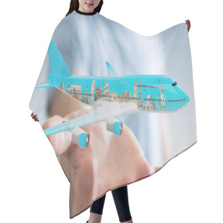 Personality  Businessman With Plane And Famous Landmarks Of The World 3D Rend Hair Cutting Cape