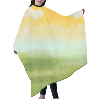 Personality  Green Meadow With Yellow Sky And Clouds. Hair Cutting Cape