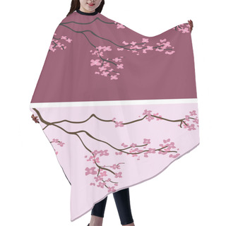 Personality  Cherry Blossoms With Two Different Color Backgrounds Hair Cutting Cape