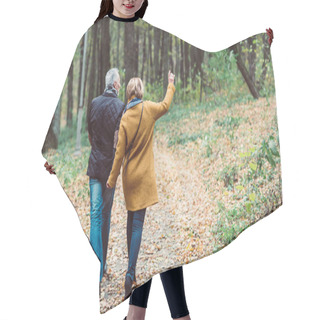 Personality  Mature Couple Walking In Autumn Park Hair Cutting Cape