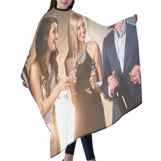 Personality  Happy Friends Drinking Champagne Hair Cutting Cape