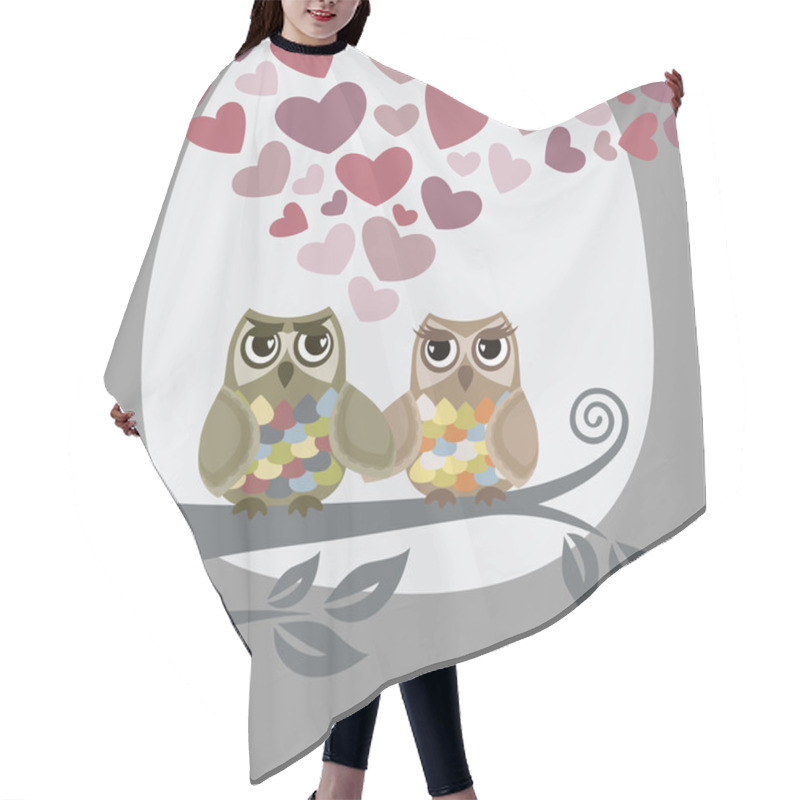 Personality  Love Is In The Air For Two Owls. This Image Is A Vector Illustration. Hair Cutting Cape