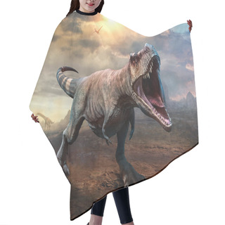 Personality  Tyrannosaurus Rex Scene 3D Illustration Hair Cutting Cape