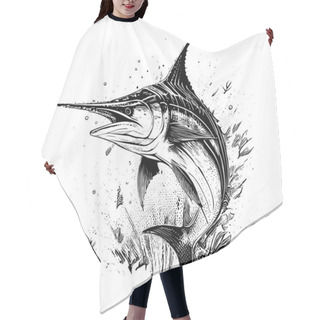 Personality  Swordfish Hand Drawn Sketch In Doodle Style Vector Illustration Hair Cutting Cape