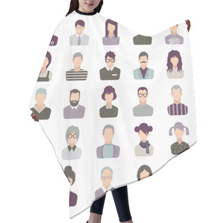 Personality  Set Of Icons. People. Isolated Hair Cutting Cape