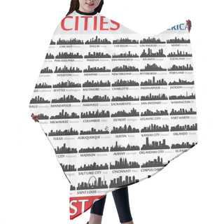 Personality  Incredible City Skyline Silhouettes Set. United States Of Ameri Hair Cutting Cape