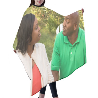 Personality  African American Couple Talking Hair Cutting Cape