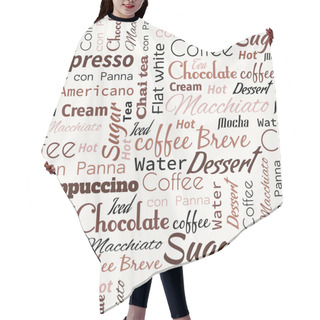 Personality  Coffee Words, Tags. Seamless Pattern Hair Cutting Cape