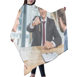 Personality  Realtor With Keys In Hand Hair Cutting Cape