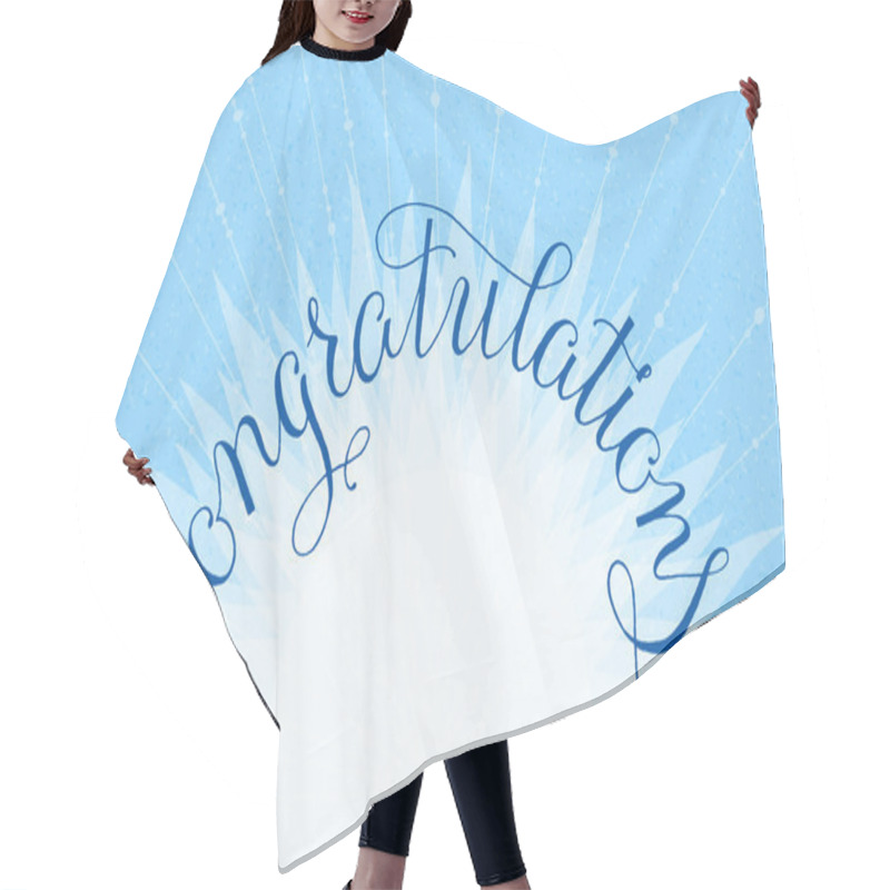 Personality  Congratulations Lettering Illustration Hand Written Design On A Lite-blue Background Hair Cutting Cape