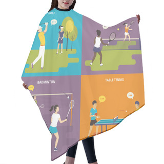 Personality  Flat Sport Icons Set Hair Cutting Cape