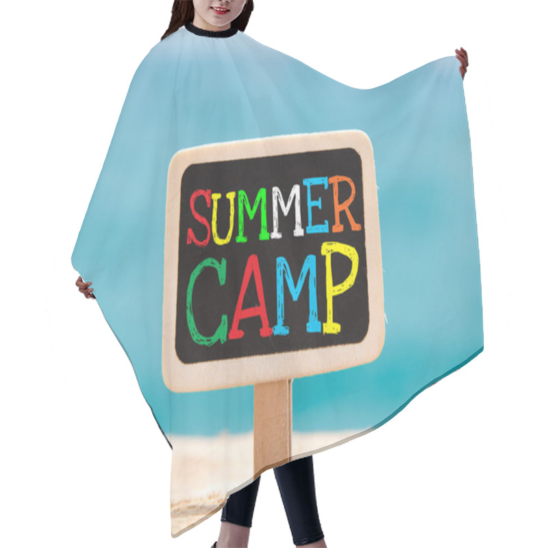 Personality  Text Summer Camp Written With Chalk On Chalkboard Hair Cutting Cape