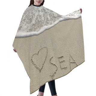 Personality  Heart Drawn In The Sand With Seafoam And Wave Hair Cutting Cape
