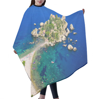 Personality  Aerial View Of Isola Bella Beach In Taormina, Sicily Hair Cutting Cape