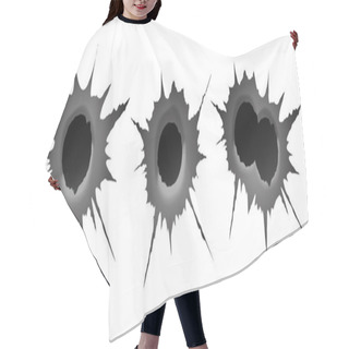 Personality  Bullet Hole On White Background. Realisic Metal Single And Double Bullet Hole, Damage Effect. Vector Illustration Hair Cutting Cape