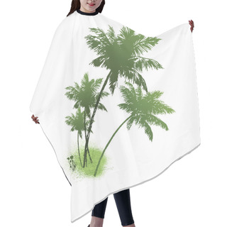 Personality  Four Palms Of Green Color. Vector Illust Hair Cutting Cape