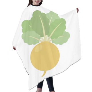 Personality  Turnip, Icon On White Background. Vegetable Whole. Root With Tops.  Vector Flat Illustration. Hair Cutting Cape