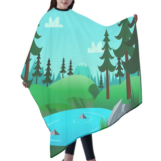 Personality  Lake And Forest Cartoon Background Scene Hair Cutting Cape