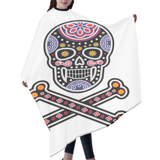 Personality  Holy Death, Day Of The Dead, Mexican Sugar Skull With Sombrero Hair Cutting Cape