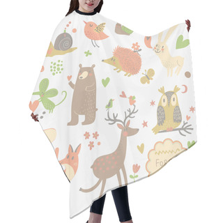 Personality  Cartoon Set Of Cute Wild Animals In The Forest Hair Cutting Cape