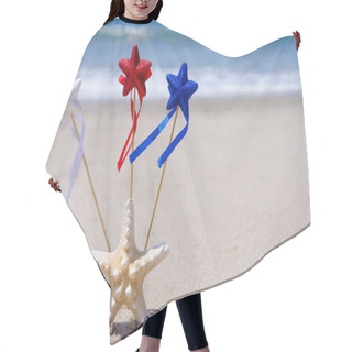 Personality  Patriotic USA Background With Starfish Hair Cutting Cape