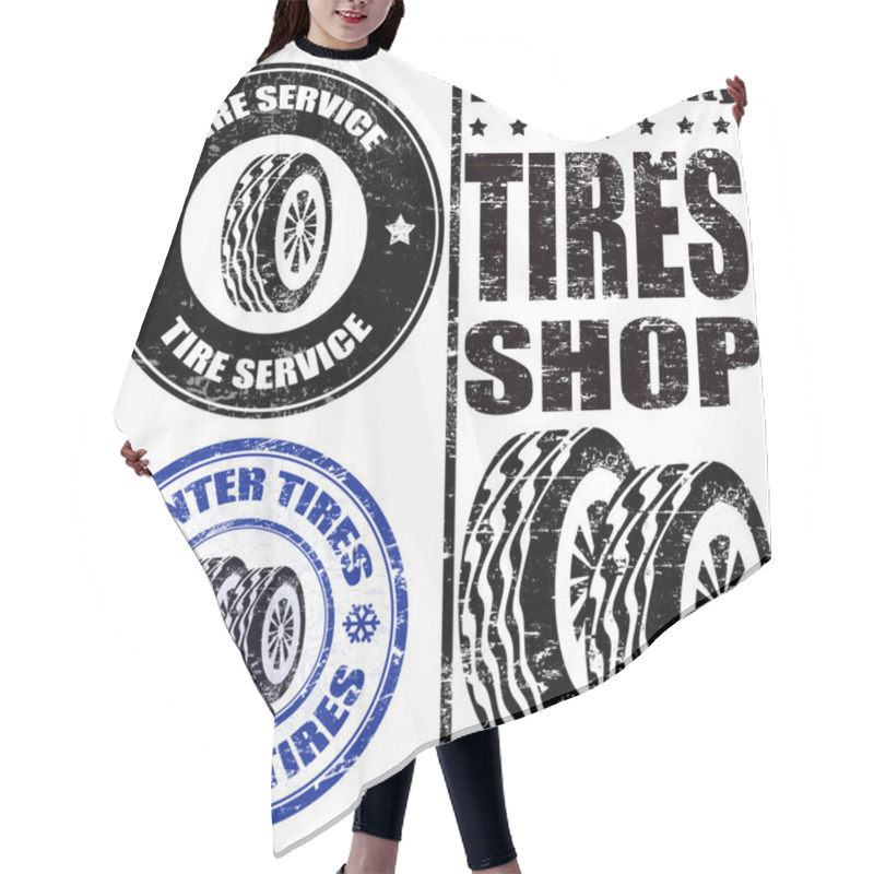 Personality  Set Of Tire Stamps Hair Cutting Cape