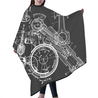 Personality  Technical Drawing Or Blueprint On Black Background Hair Cutting Cape