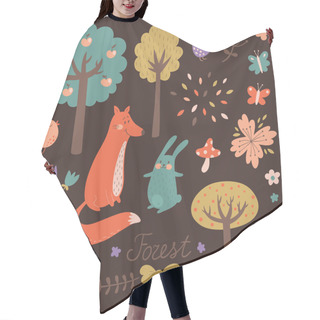 Personality  Cute Forest Vector Set Hair Cutting Cape