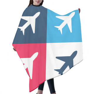 Personality  Airplane Blue And Red Four Color Minimal Icon Set Hair Cutting Cape