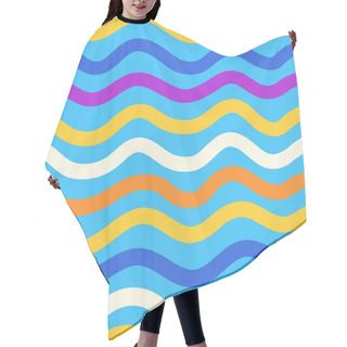 Personality  Line Pattern Seamless Background. Vector Abstract Stripes. Wavy Color Seamless Pattern Ornament. Decoration Background For Fashion, Print, Cover Or Textile. Simple Minimal Doodle Pop Art. Ocean Lines. Hair Cutting Cape