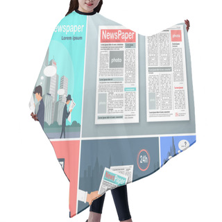 Personality  Newspapers. News Is Available 24 H Concept Banners Hair Cutting Cape