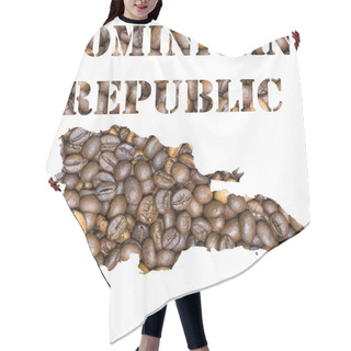 Personality  Dominican Republic Word And Country Map Shaped With Coffee Beans Background Hair Cutting Cape