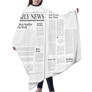 Personality  Vector Illustration Daily News Paper Template With Text And Picture Placeholder. Hair Cutting Cape